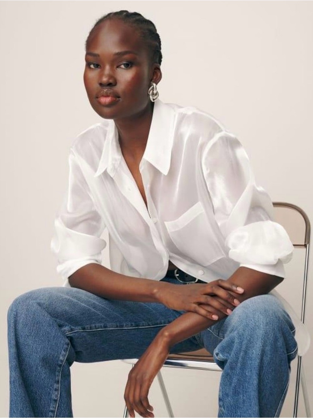 Reformation Will Oversize Sher Shirt In White Womens